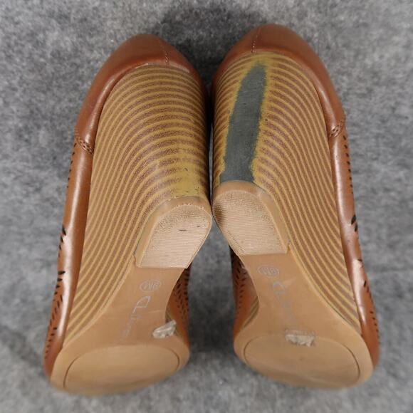CL by Laundry Shoes Womens 9 Peep Toe Wedges Fashion Perforated Slip On Brown - Picture 11 of 12